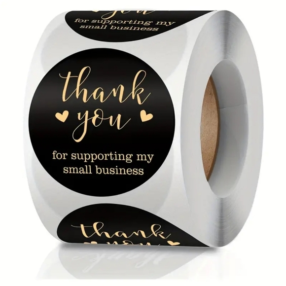 Onlinebodega Finds Other - Black Thank You For Supporting My Small Business Stickers Letter 500pcs/roll 1in